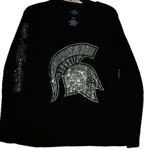 Michigan State rhinestone black RN long sleeve shirt XS S M L XL XXL 1X 2X …